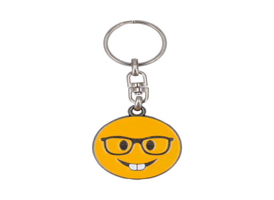 Smiley porte-clé Nerd avec lunettes