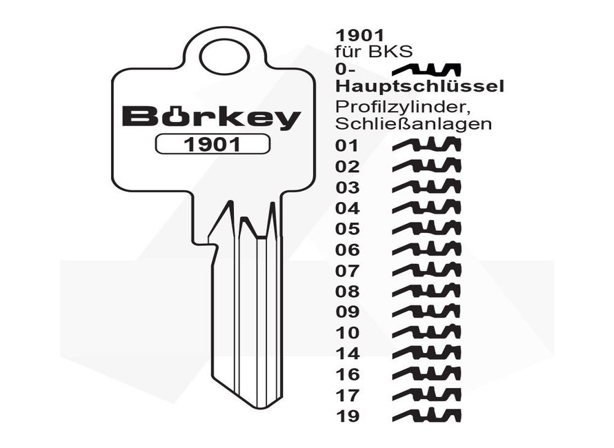BKS hoofdsleutel 1901/0-BK21-BK60