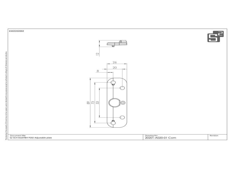 S2 SCH 6520 LR verstelbare plaat