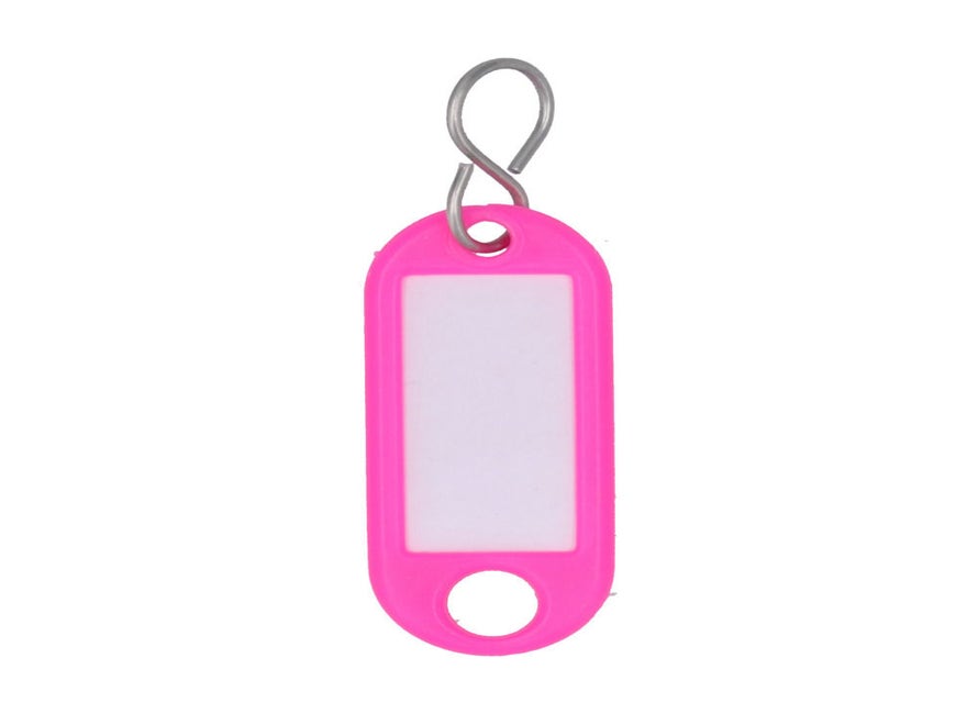 Doos sleutellabel fluor Roze S-haak