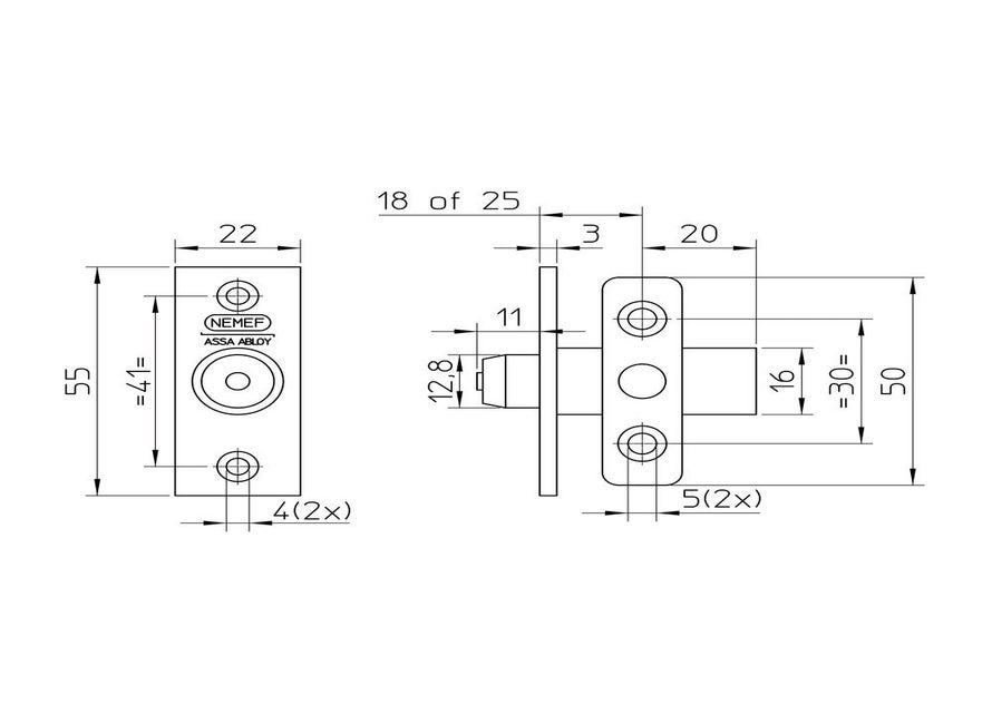 Nemef 2603/4-25mm zonder sleutel