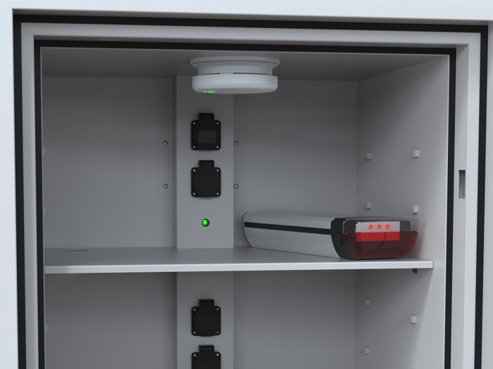 Batteryguard lithium-ion accukast voor veilig opladen fietsaccu's